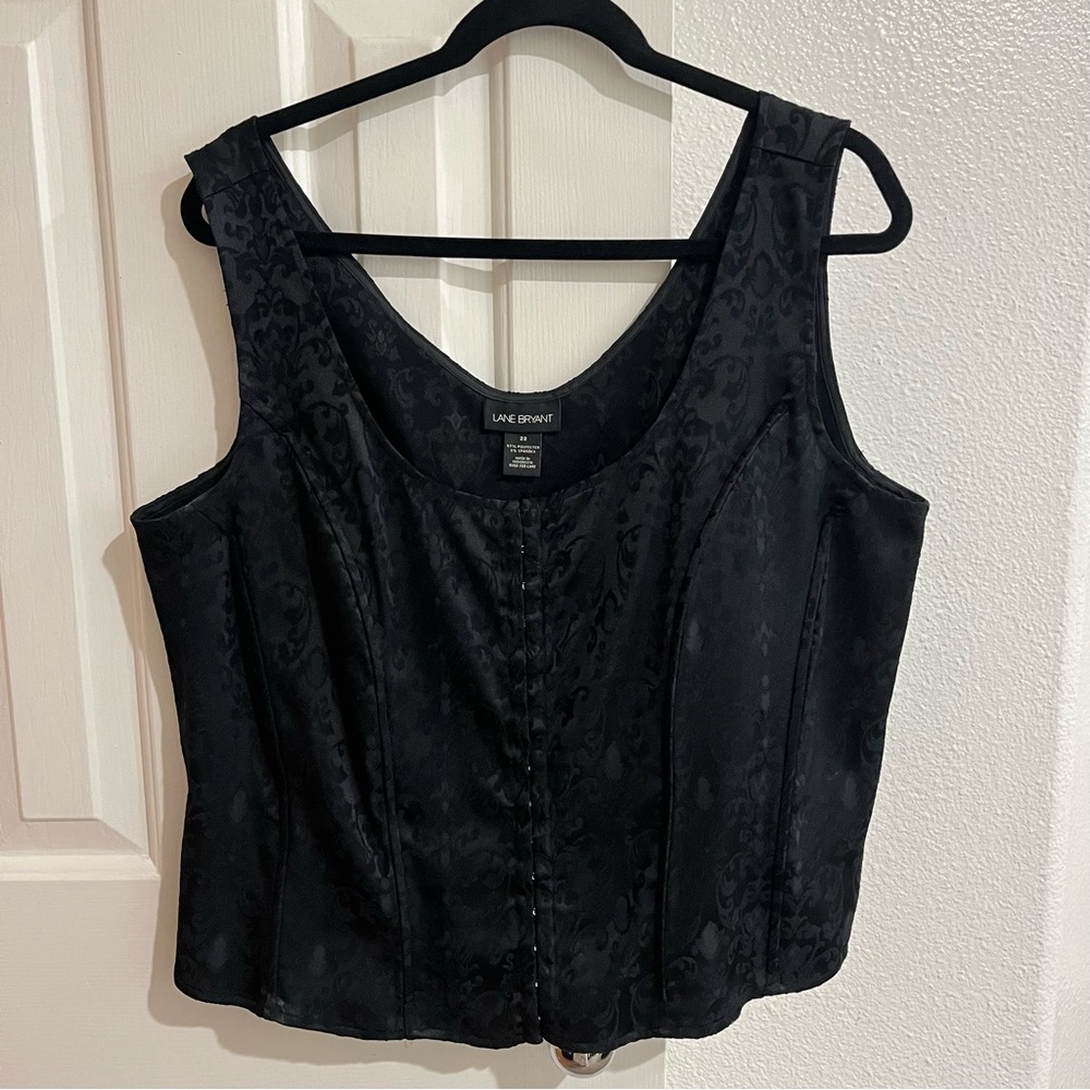 Lane Bryant Damask Corset Tank Top Plus Size 22 Sleeveless Jacquard Bustier